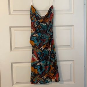 Bohemian, Aztec style strapless dress NWT